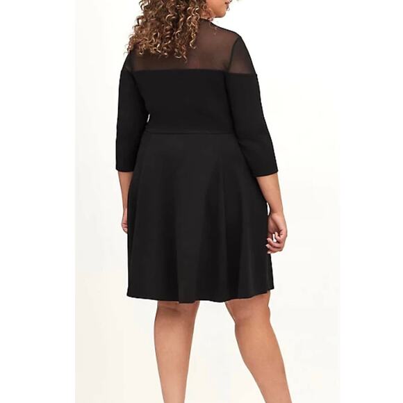 Torrid 2 (2X 18/20)‎ New Black Cupro & Mesh Skater Party Cocktail Mini Dress - Picture 2 of 3